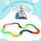 Magic Tracks with 9Ft Flexible Glow Racing Tracks 220Pcs and Light up Racing Polic Car