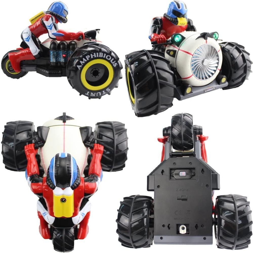 2.4Ghz RC Car Dirt Bike Amphibious Motorcycle Stunt Racing Vehicle Mod ...