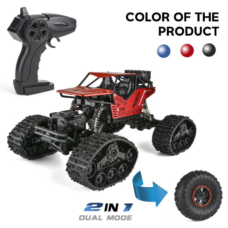 Kids 2 in 1 Off-Road Climbing Truck 4WD All Terrains RC Monster Trucks Crawler 2.4GHz Electric Toys