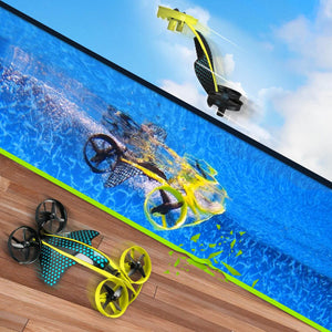 Hybrid Stunt Drone 3-in-1 Air To Water Quadcopter Remote Control Flying Toy/Diving Boat/Racing Car for Kids