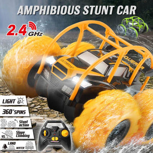 4WD Amphibious RC Off-Road 360° Flip and Spin Anti-Collision Stunt Dump Truck Racing Car
