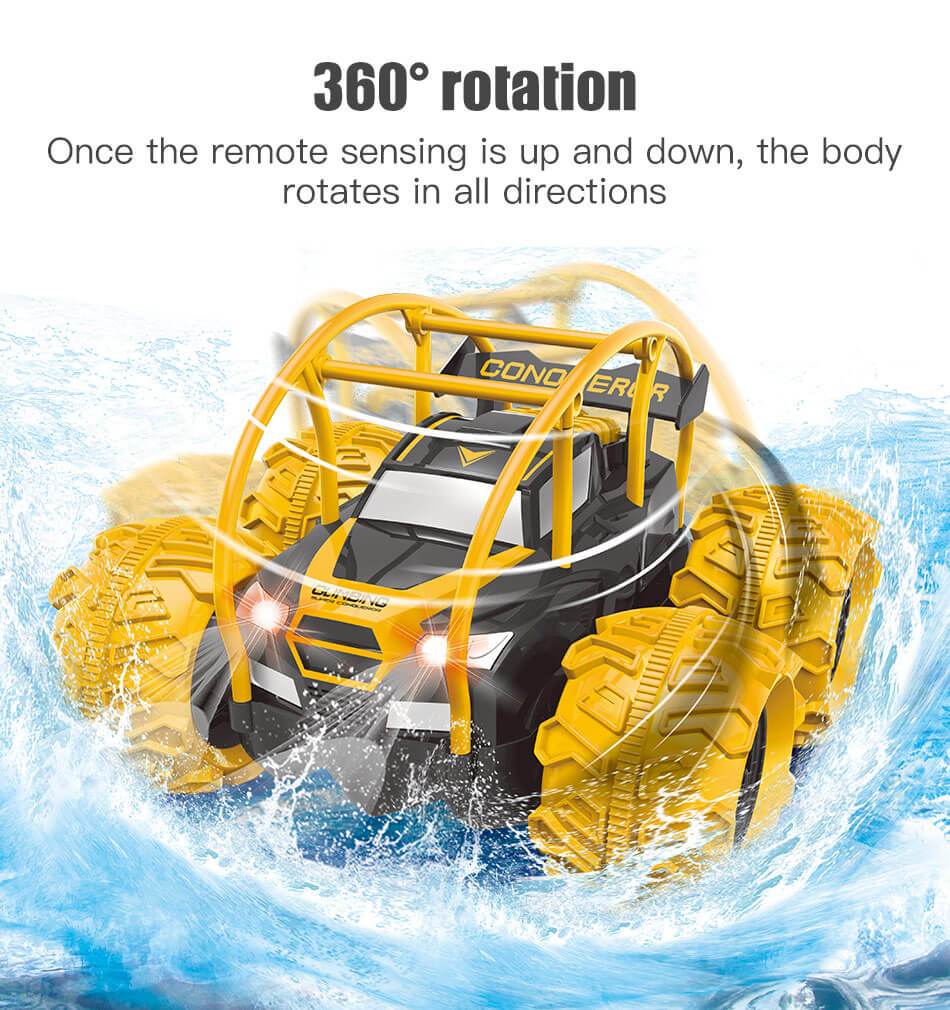 4WD Amphibious RC Off-Road 360° Flip and Spin Anti-Collision Stunt Dump Truck Racing Car