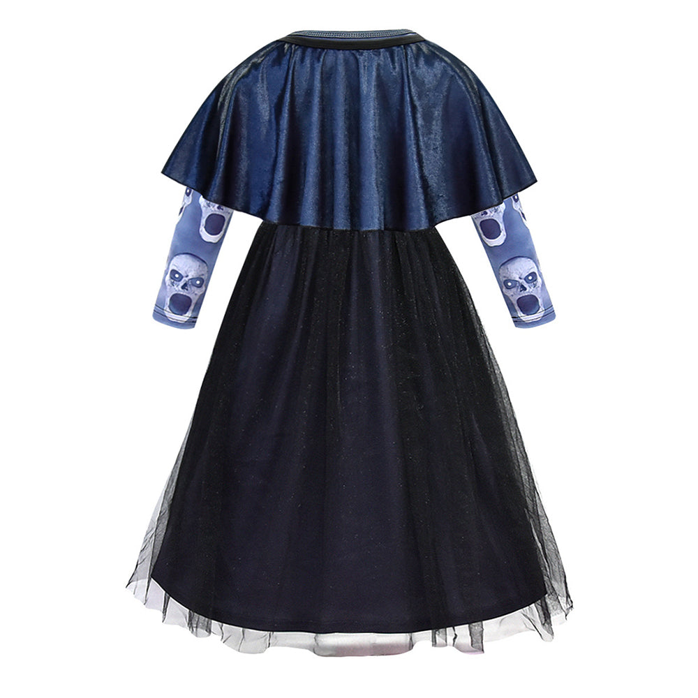 Girls Halloween Party Dress With Shawl Skull Printed Fancy Dress Up  Costume Kids Cosplay Princess Frocks