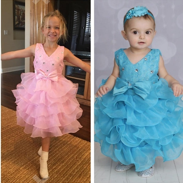 Toddler Little Girls Ruffles Flower Girl Dresses Birthday Prom Dress