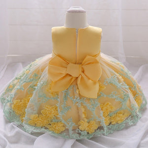 Baby Girls/ Toddler 3D Flowers Birthday Dress Kids Pageant Prom Party Wedding Dresses for Little Girls