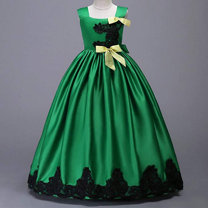 Flower Girl Dress Girls Elegant Embroidery Formal Dresses Pageant Wedding Graduation Prom Dresses