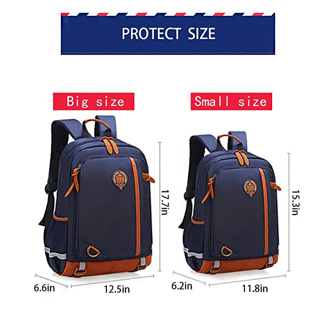 Children British Style Schoolbag High Quality Waterproof Backpack with Organizer Pockets