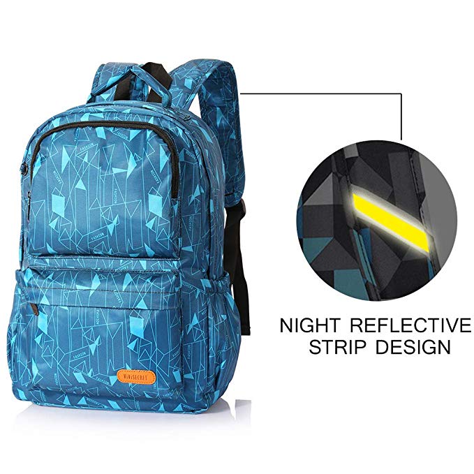 School Backpack Waterproof Lightweight Geometric Bag For Boys Girls