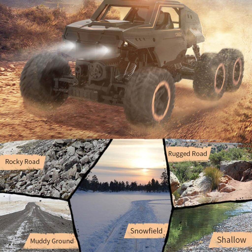 Kids 6 Wheels RC Car Reomote Control Monster Truck Dual Motors Two Speed Off-road Truck