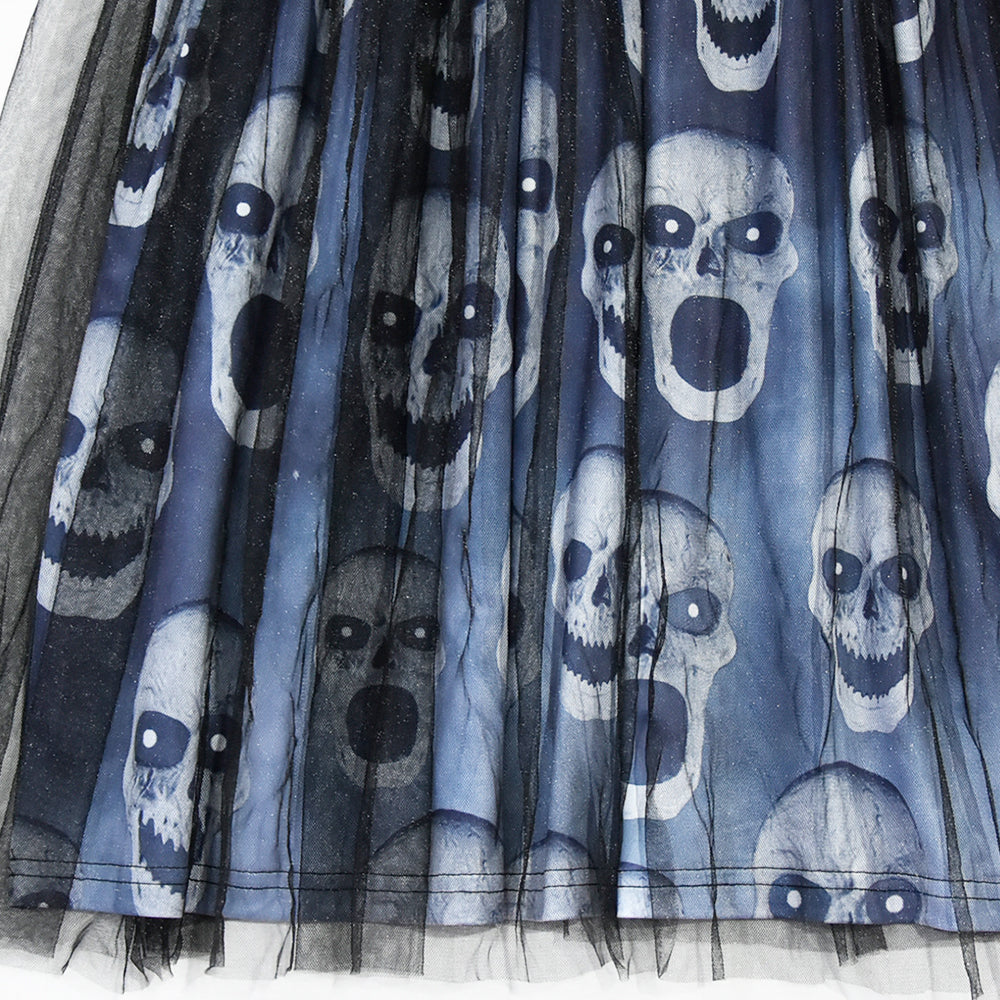 Girls Halloween Party Dress With Shawl Skull Printed Fancy Dress Up  Costume Kids Cosplay Princess Frocks