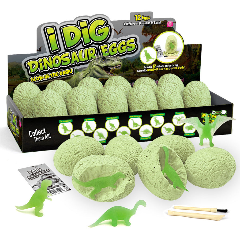 Glow in The Dark Dinosaur Eggs Excavation Kit 12-Pack Luminous Dinosaurs Surprise Dino Eggs