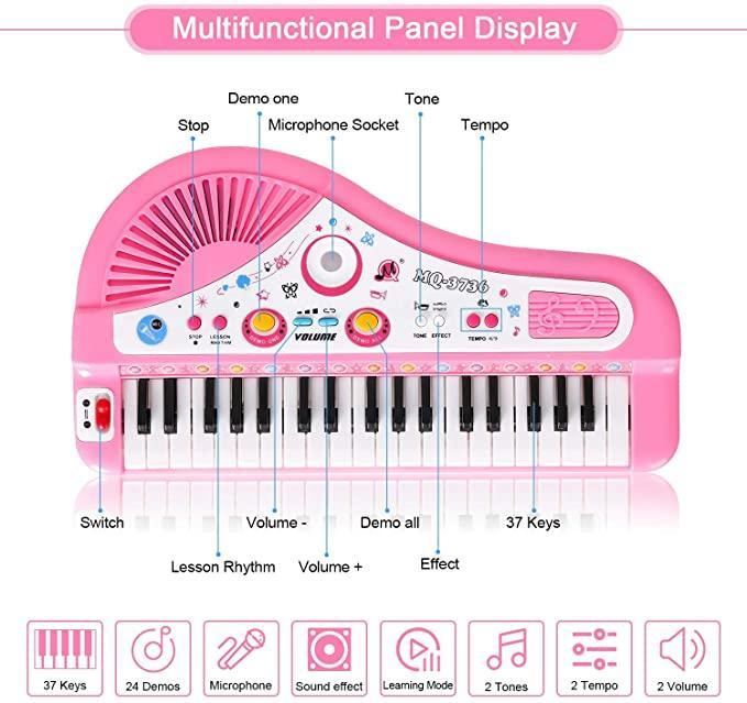 Kids Piano Toy with Keyboard and Microphone, Good Christmas Gift