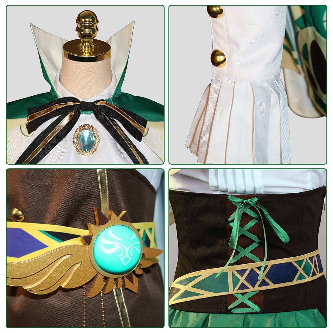 Teens and Adult Venti Cosplay Costume Venti Dress Up Full Set for Halloween Party