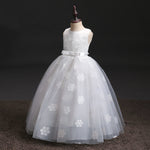 A-Line Long Lace Dress With Flower Petals Decoration Girs Birthday Prom Wedding Party Dresses