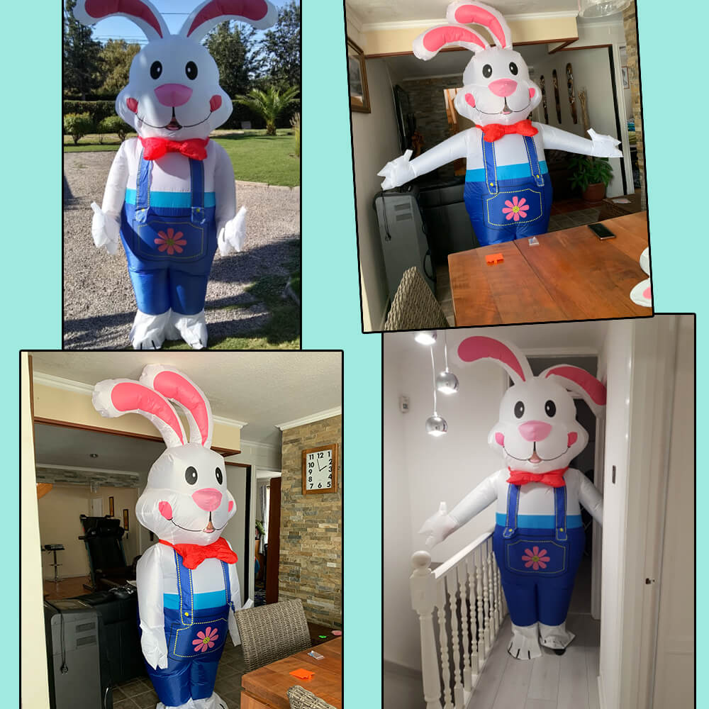 Adult Inflatable Bunny Costume Easter Blow Up Rabbit Costume Fancy Event Costume for Easter Party Cosplay Costume for for Man Women