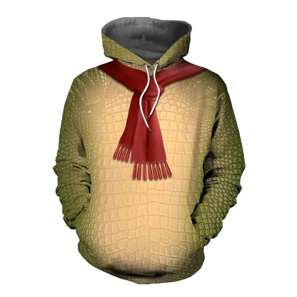Adult Crocodile Hoodie Unisex Plus Size Hoody Long Sleeve Sweatshirt for Cosplay Carnival