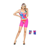 80s Workout Costume Pink Cosplay Clothes with Visor Ken and Barbiecore Costume