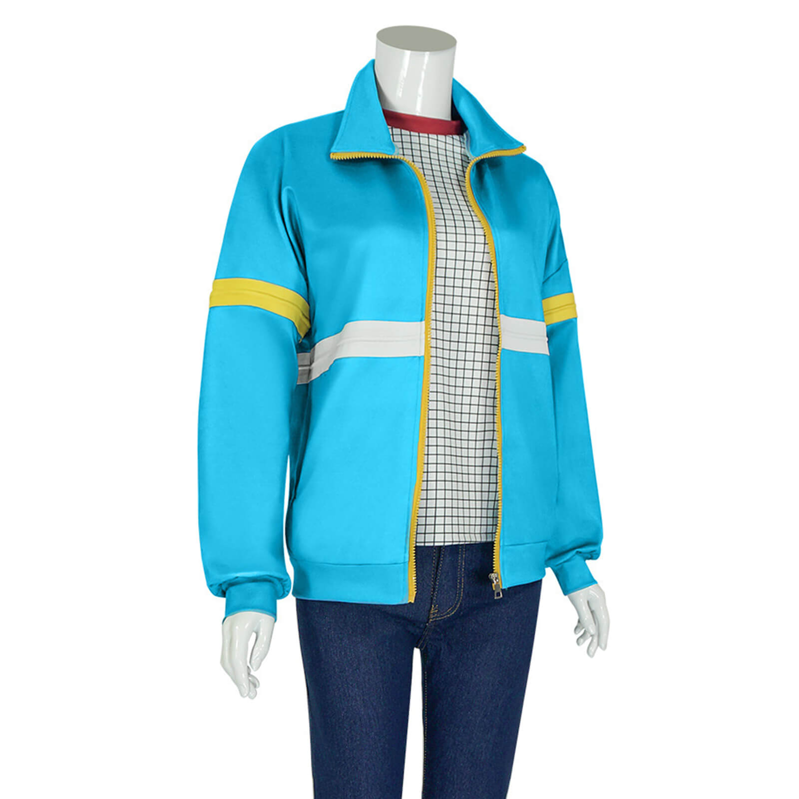 Max Mayfield Costume Blue Jacket and Plaid Sweatshirt Max Cosplay Outfits