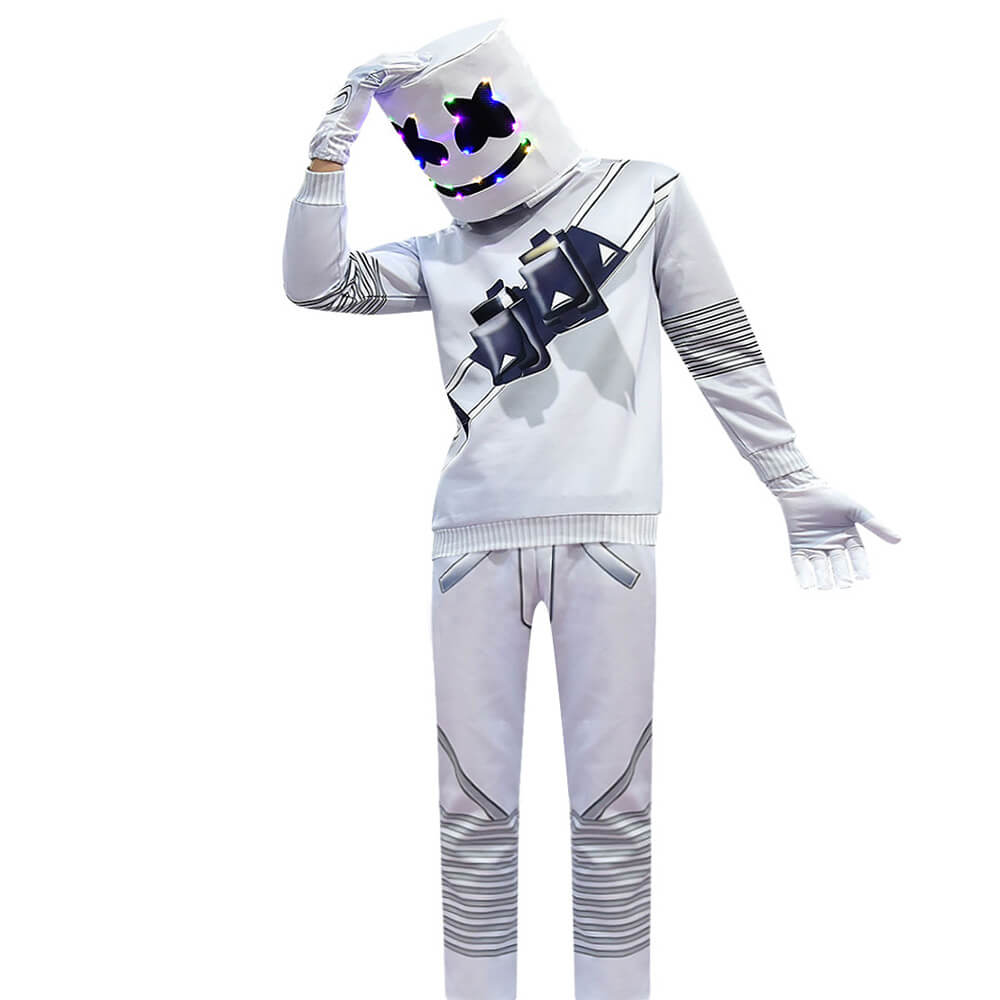 Adults Marshmallow Costume DJ Rock Music Party Halloween Cosplay Outfit