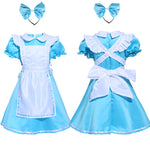 Kids Alice Costume Fairytale Cosplay Dress with headwear