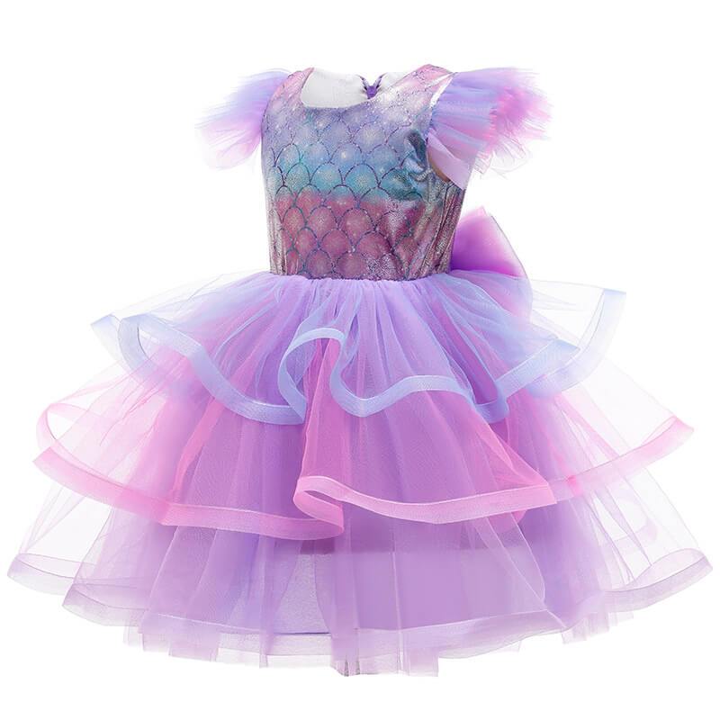 Girls Mermaid Dress Princess Costume 6 Layers Cake Dress Birthday Party Tutu Dress