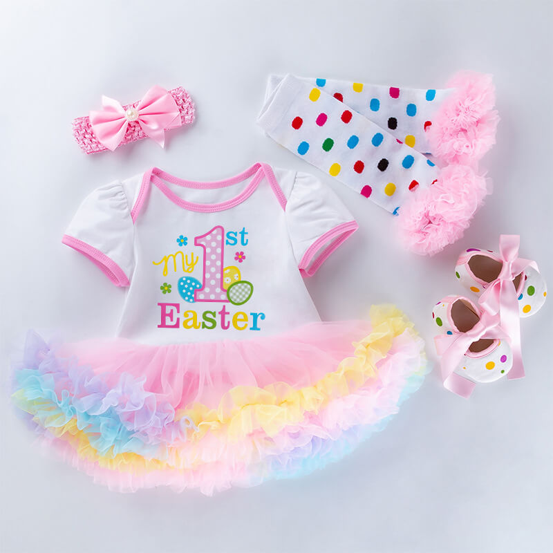 Sunbaby Newborn Baby Girl "My First Easter" Dress Set