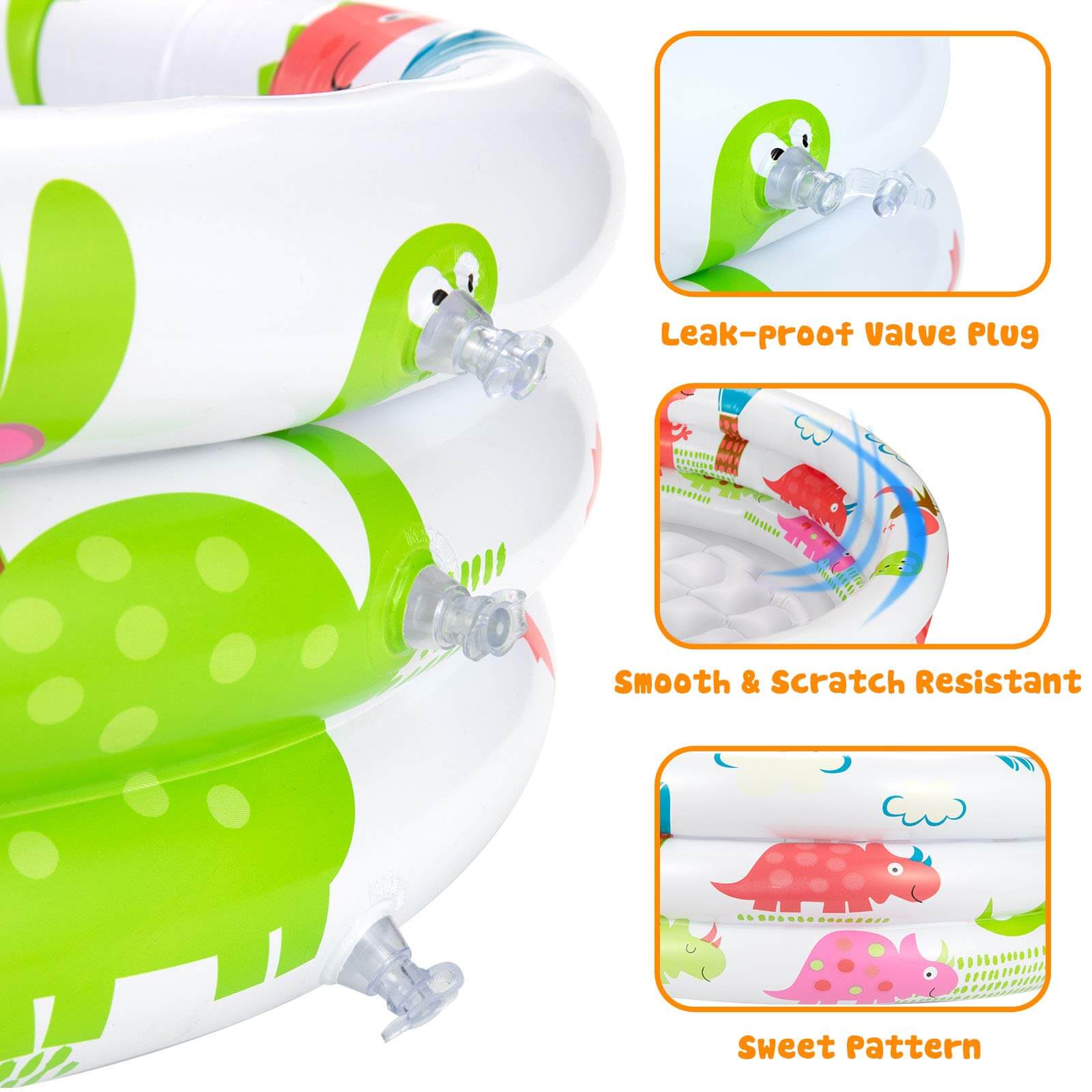 Kids Inflatable Swimming Pool Dinosaur Printed Children's Swimming Bath Paddling Pool