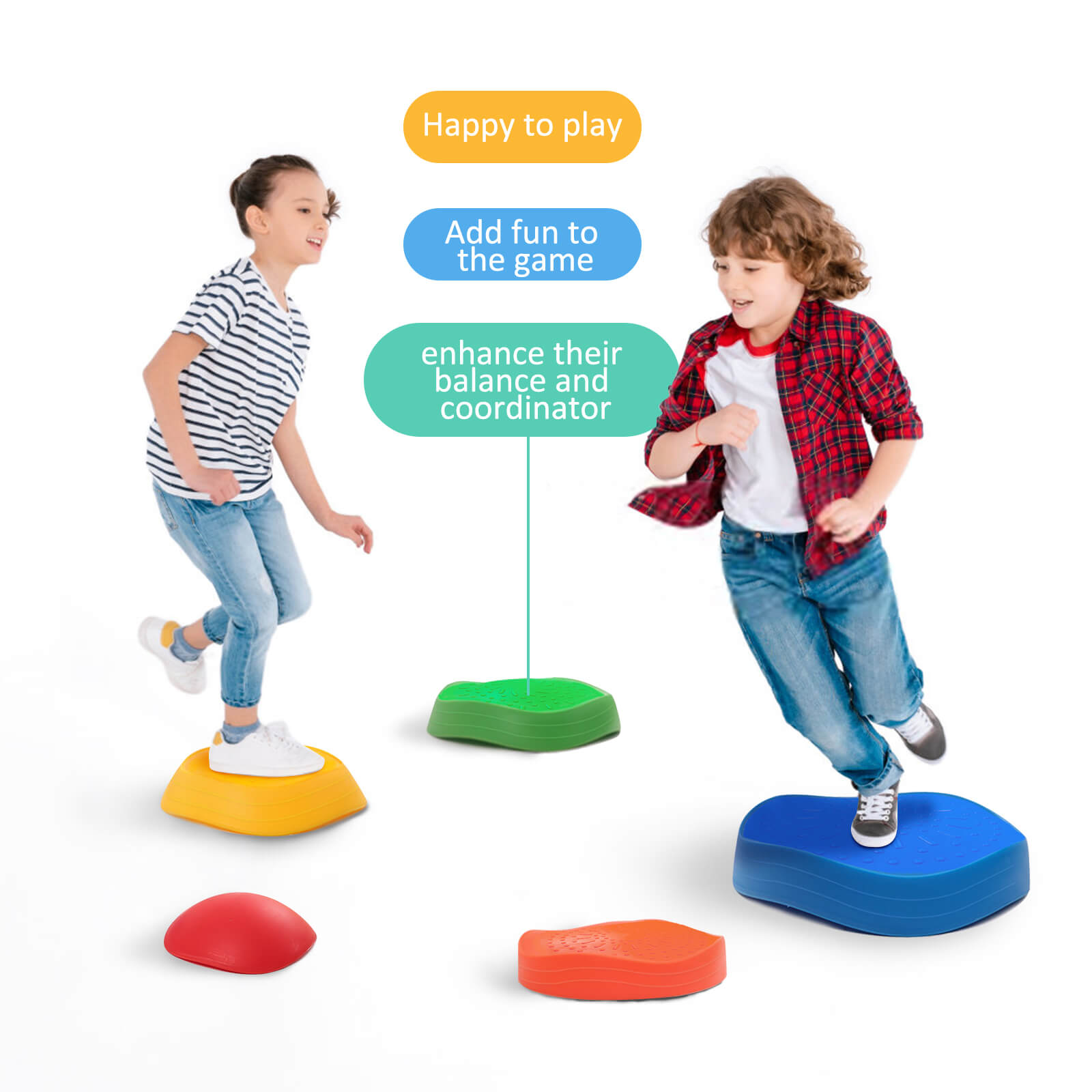 Toodler Kids Stepping Stones Balance Stones Safe Non-Slip Blocks for Balance Training