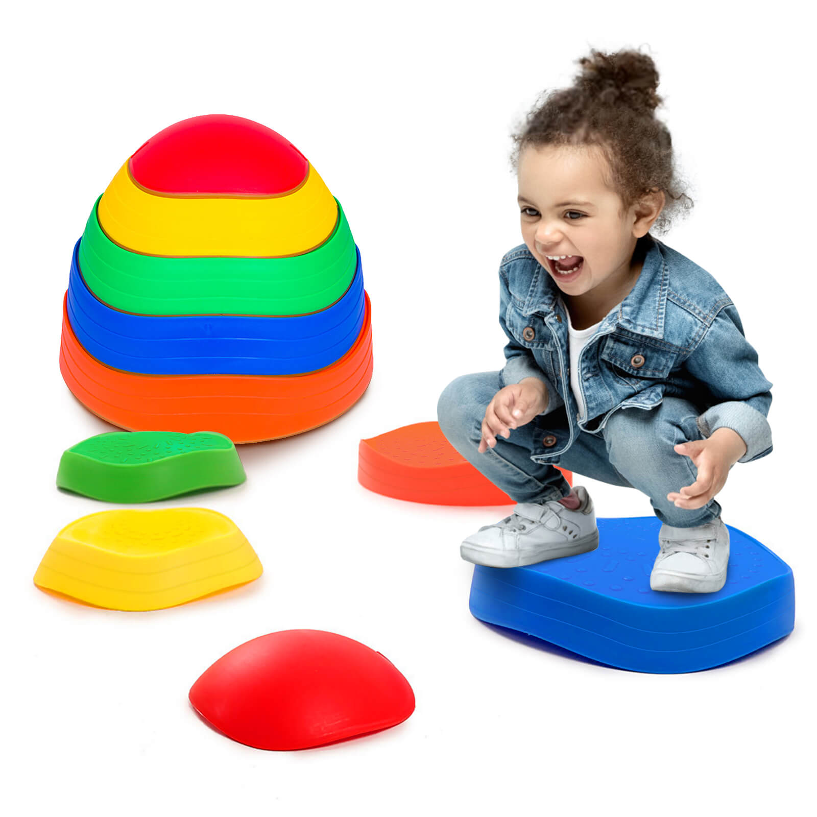 Toodler Kids Stepping Stones Balance Stones Safe Non-Slip Blocks for Balance Training