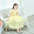 Princess Girls Costume Shining Sequin Overlay Party Dress Off Shoulder Layered Dress