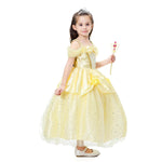 Princess Girls Costume Shining Sequin Overlay Party Dress Off Shoulder Layered Dress