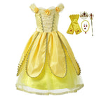 Princess Belle Dress 3D Flowers Party Ball Gown Carnival Dress Halloween Costume