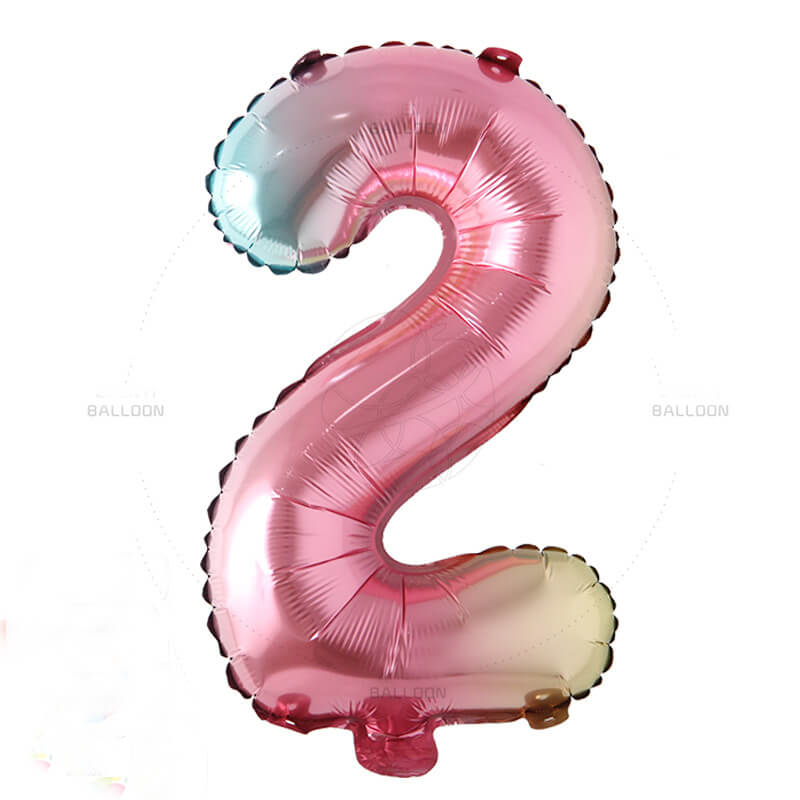 Birthday Balloon Gradual Rainbow Color Letter Number Balloon for Party