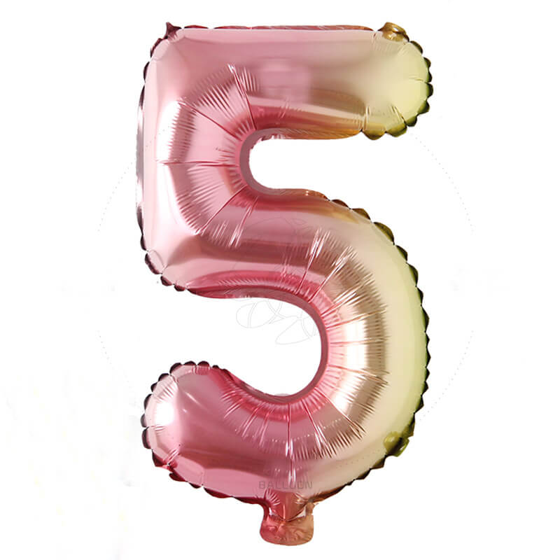 Birthday Balloon Gradual Rainbow Color Letter Number Balloon for Party