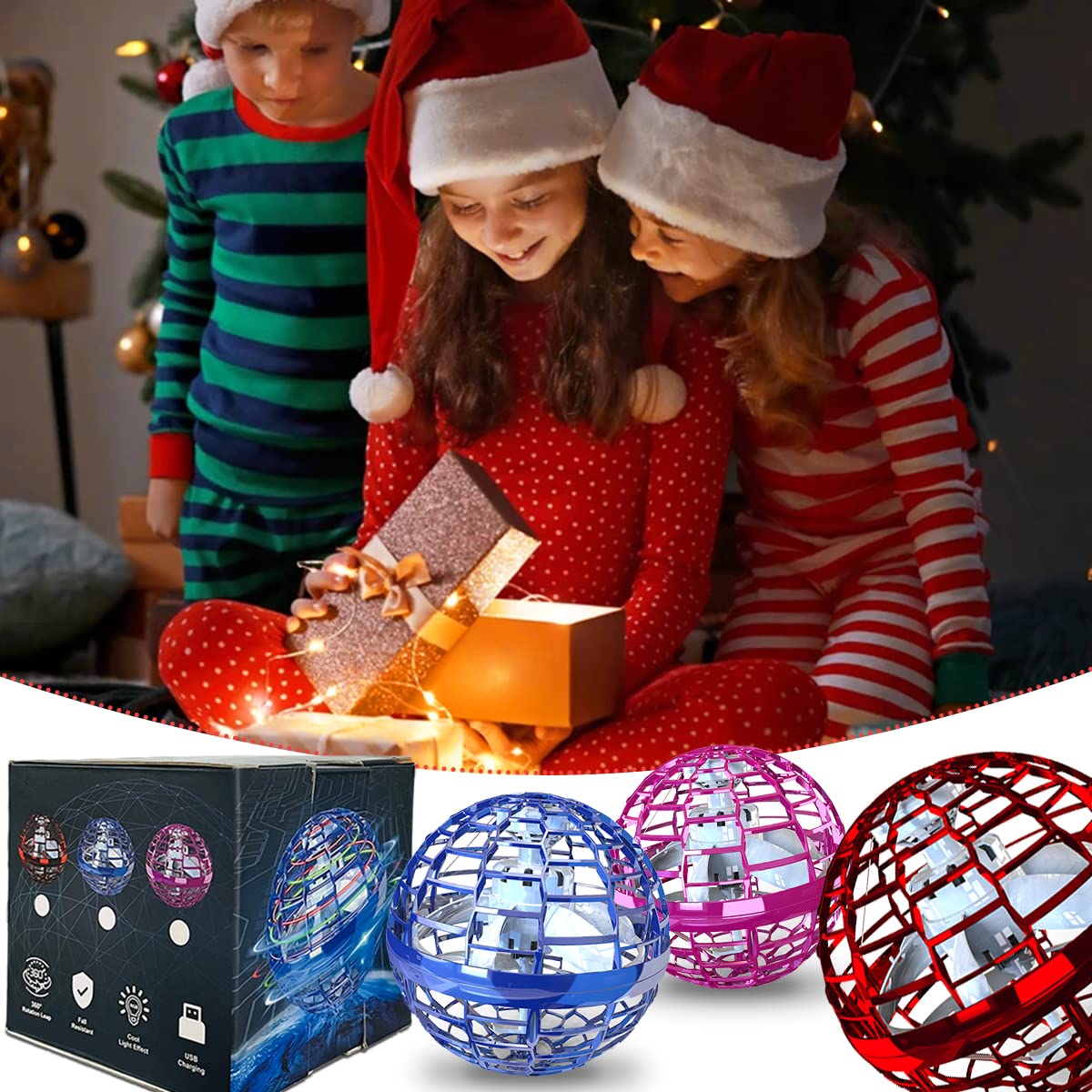 Fly Boomerang Mini Drone for Kids 360° Rotating Hand Controlled Flying Space Ball for Boys Girls Christmas Gift
