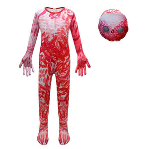 Boys Girls Demogorgon Monster Jumpsuit Unisex Cosplay Costume with Helmet Gloves and Feet Cover for Halloween Carnival