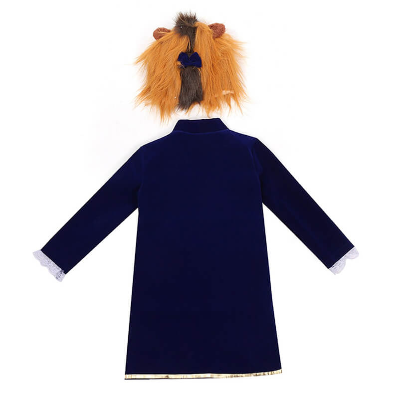 Boys Beast Costume Set Childs Beast Cosplay Outfit Jacket Ascot and Headpiece