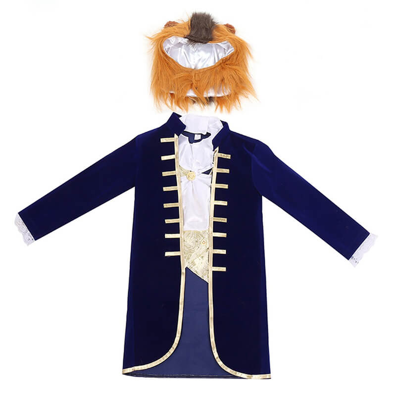 Boys Beast Costume Set Childs Beast Cosplay Outfit Jacket Ascot and Headpiece