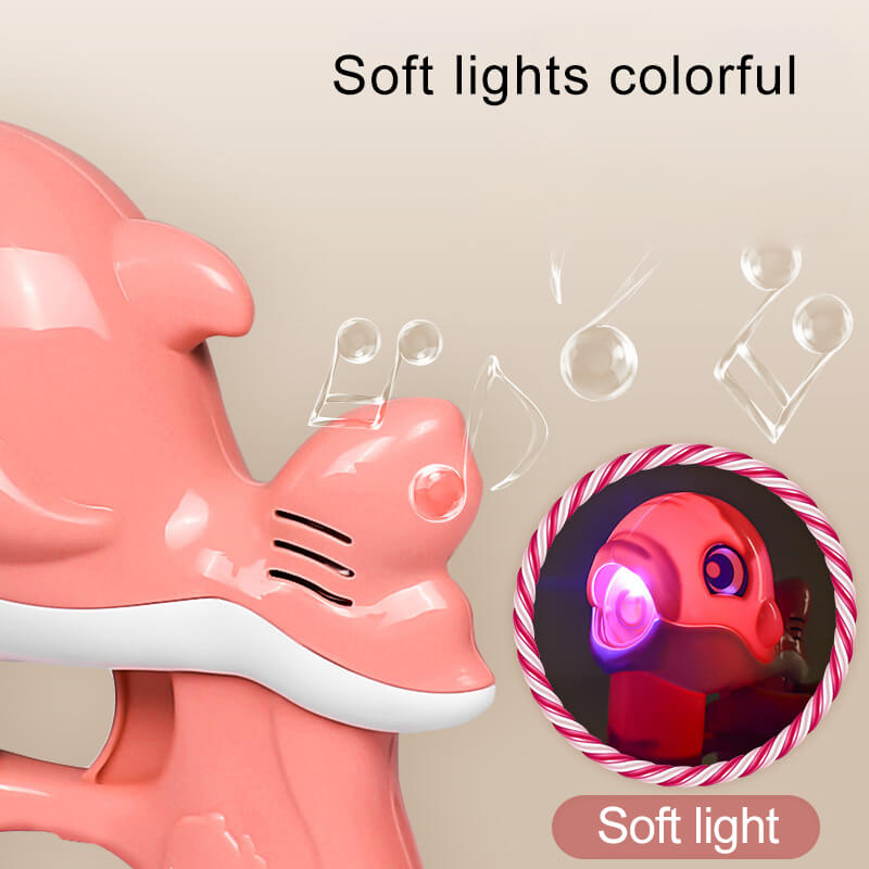 New Flashing Light Up Kids Dolphin Magic Bubble Maker Gun Summer Toys