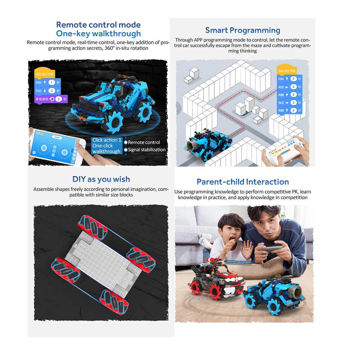 2.4Ghz Climbing Building Blocks Remote Control Car All-terrain Stunt Off-Road 360° Rotate Car