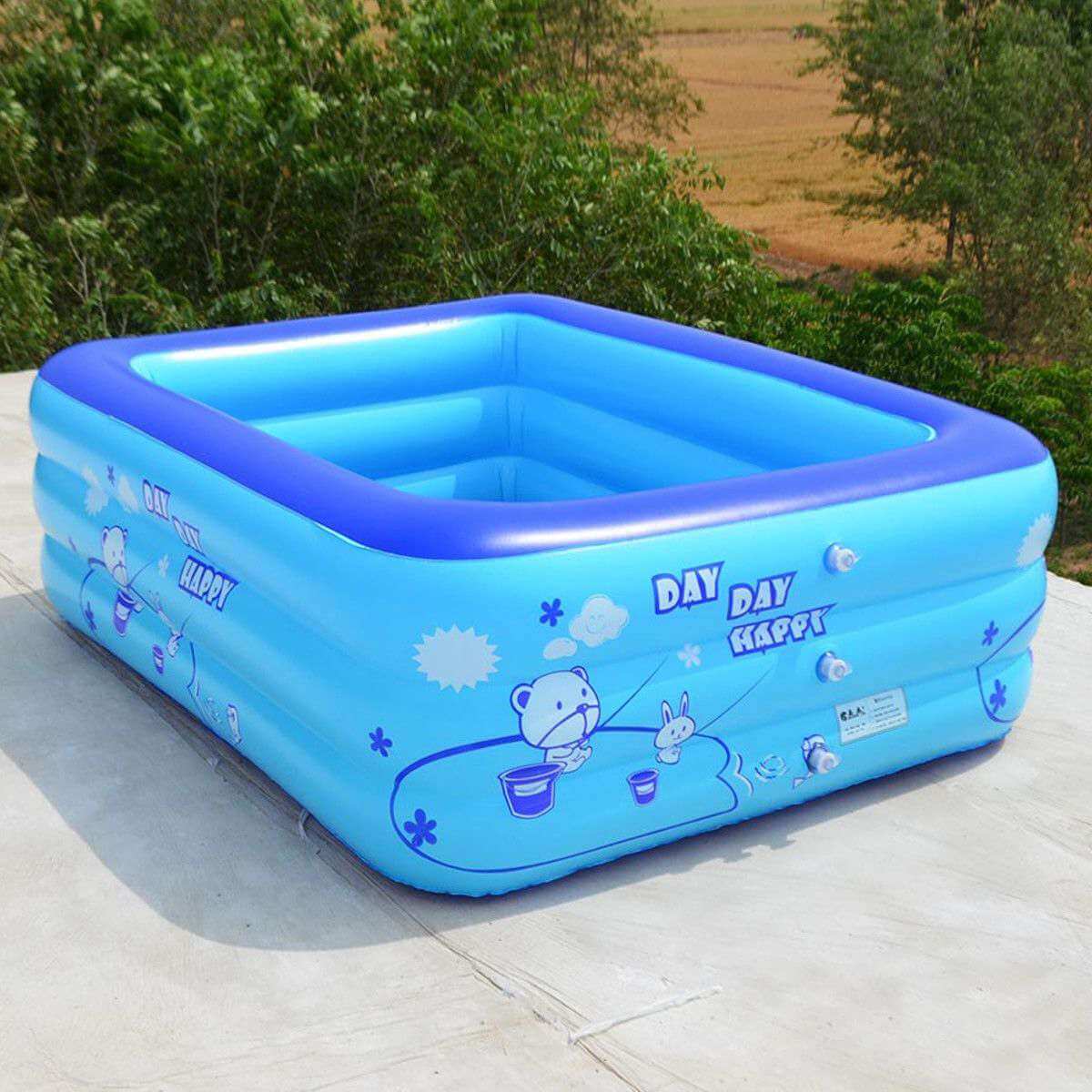 120CM Children Inflatable Swimming Pool Baby Kid Home Outdoor Square Bathing Tub
