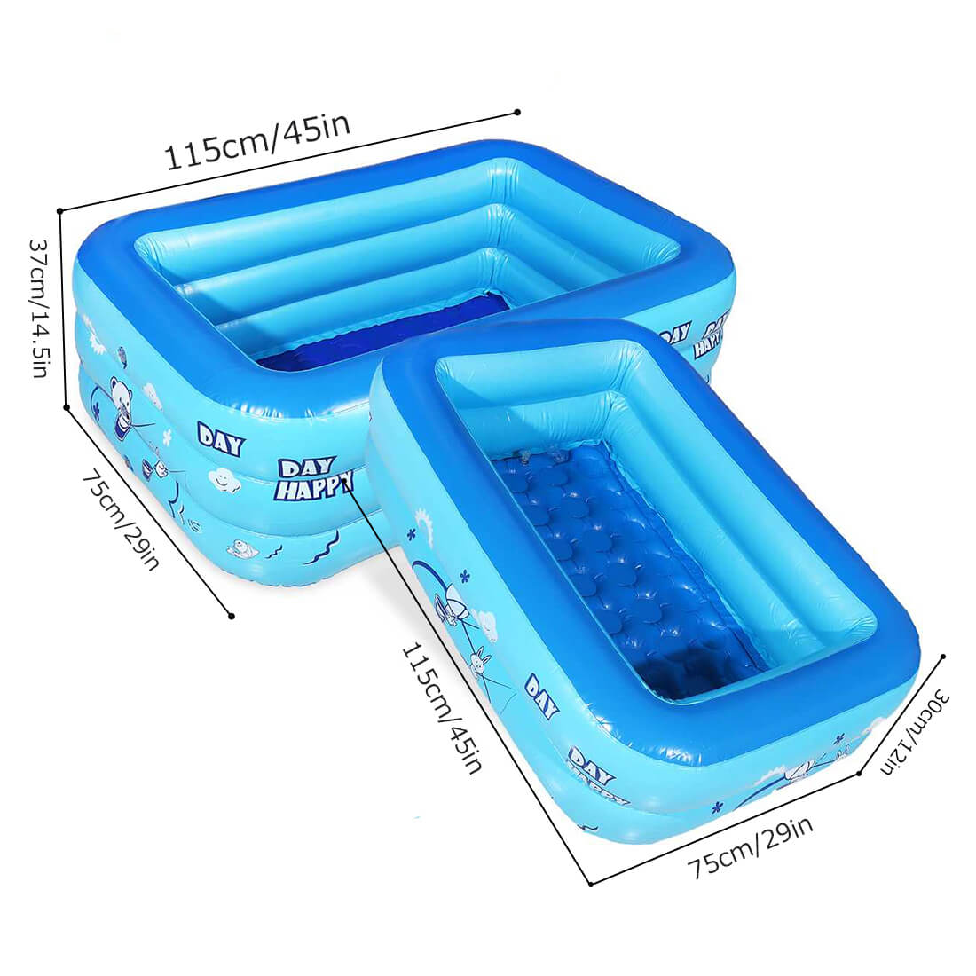 120CM Children Inflatable Swimming Pool Baby Kid Home Outdoor Square Bathing Tub