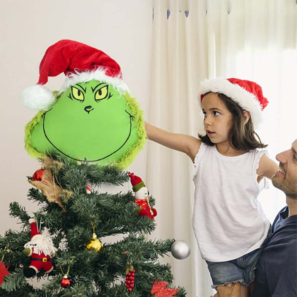 Christmas Tree Decorations Furry Green Monster Head Arm Legs Plush Doll Christmas Tree Topper for Ornaments
