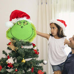 Christmas Tree Decorations Furry Green Monster Head Arm Legs Plush Doll Christmas Tree Topper for Ornaments