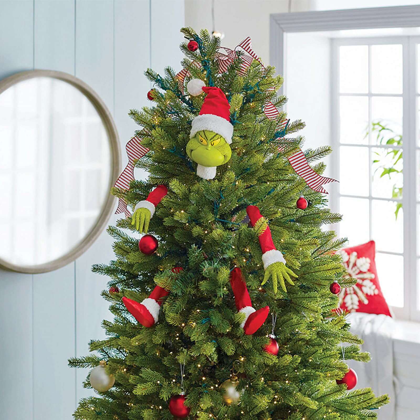 Christmas Tree Decorations Grinch Christmas Ornaments Elf Head, Arms and Legs for Christmas Tree Topper