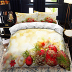 Christmas Bedding Set Santa Claus Cover Set Red Xmas Presents and Christmas Tree Printed Festival Quilt Cover