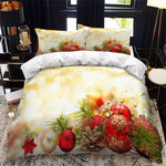 Christmas Bedding Set Santa Claus Cover Set Red Xmas Presents and Christmas Tree Printed Festival Quilt Cover