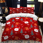 Christmas Bedding Set Santa Claus Cover Set Red Xmas Presents and Christmas Tree Printed Festival Quilt Cover