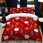 Christmas Bedding Set Santa Claus Cover Set Red Xmas Presents and Christmas Tree Printed Festival Quilt Cover