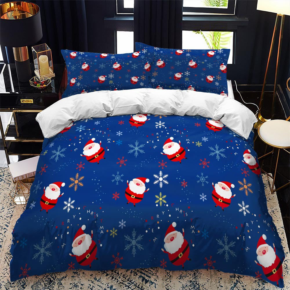 Christmas Bedding Set Santa Claus Cover Set Red Xmas Presents and Christmas Tree Printed Festival Quilt Cover